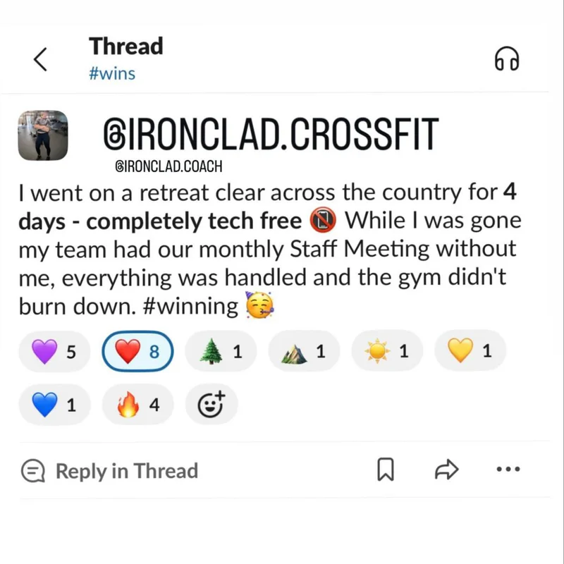 Ironclad CrossFit owner sharing how the team ran the gym during a retreat
