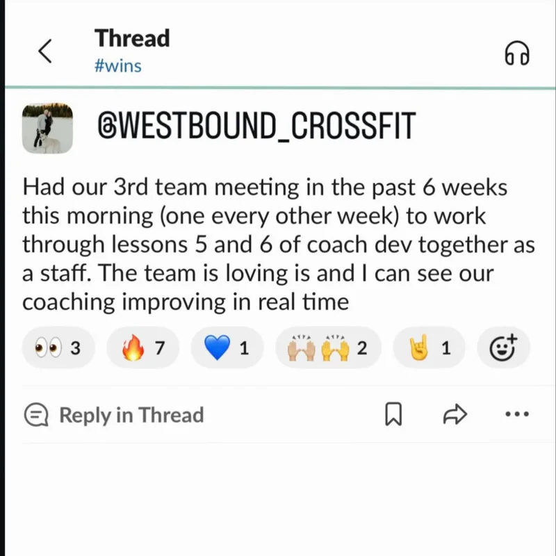 Westbound CrossFit owner sharing improvements from regular team meetings